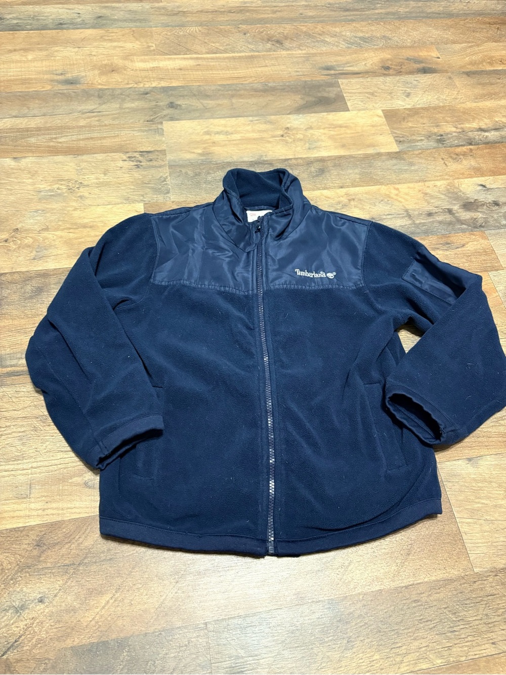 Timberland Boys Navy Fleece Full Zip Jacket Size M 6/7 Outdoor Hiking Coat